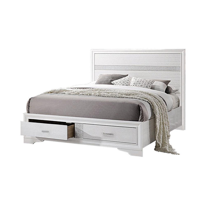 Miranda California King. E.King, & Queen 2-drawer Storage Bed Black & White - Orbit Furniture (Richmond,BC)