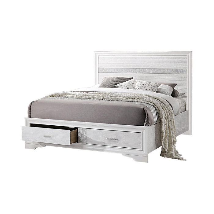 Miranda California King. E.King, & Queen 2-drawer Storage Bed Black & White - Orbit Furniture (Richmond,BC)