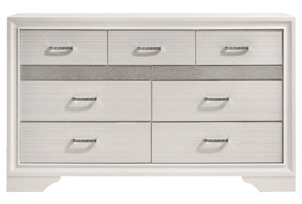 Miranda 7-drawer Dresser White and Rhinestone - Orbit Furniture (Richmond,BC)