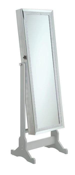 Elle Jewelry Cheval Mirror with Crytal Trim Silver - Orbit Furniture (Richmond,BC)