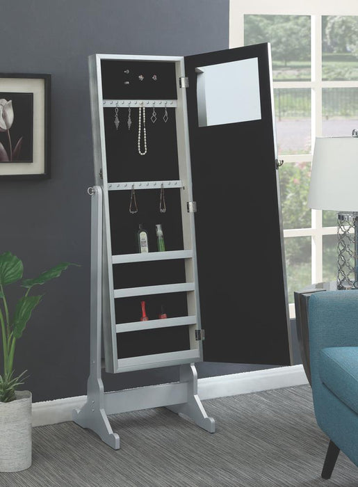 Elle Jewelry Cheval Mirror with Crytal Trim Silver - Orbit Furniture (Richmond,BC)