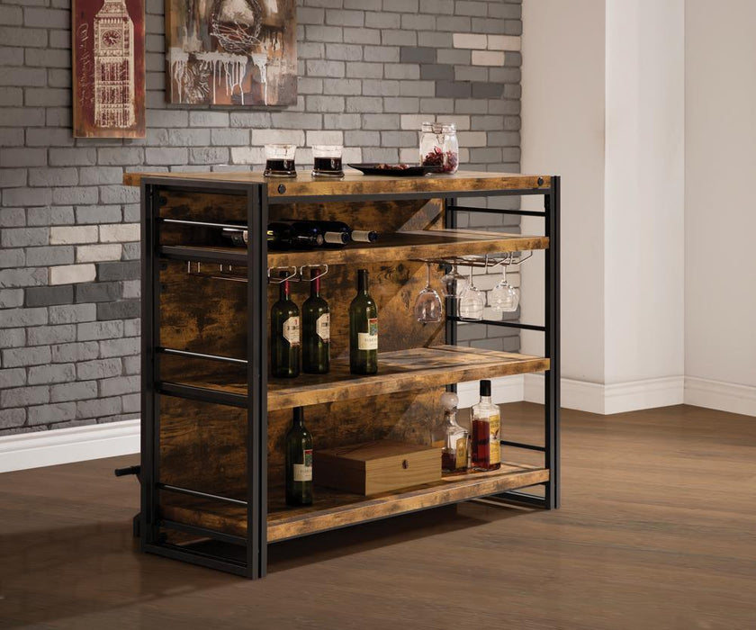 Renaldi Bar Unit with Stemware Rack Antique Nutmeg - Orbit Furniture (Richmond,BC)