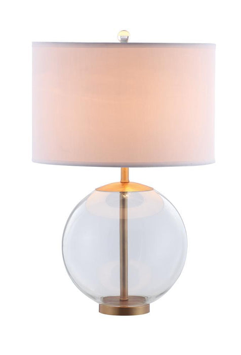 Kenny Drum Shade Table Lamp with Glass Base White - Orbit Furniture (Richmond,BC)
