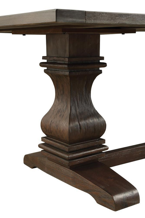 Parkins Double Pedestals Dining Table Rustic Espresso - Orbit Furniture (Richmond,BC)