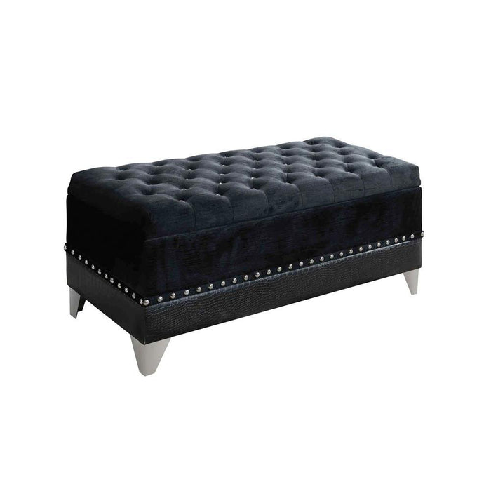 Barzini Tufted Rectangular Trunk with Nailhead Black - Orbit Furniture (Richmond,BC)