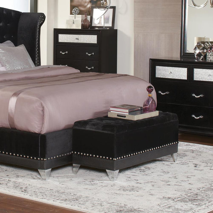 Barzini Tufted Rectangular Trunk with Nailhead Black - Orbit Furniture (Richmond,BC)