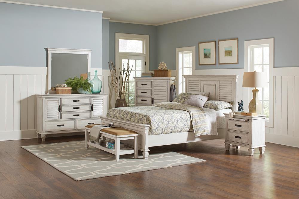 Franco Eastern King & Queen Panel Bed Antique White & Oak - Orbit Furniture (Richmond,BC)