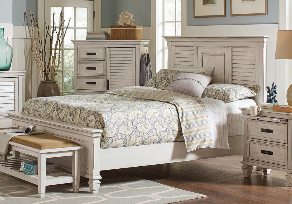 Franco Eastern King & Queen Panel Bed Antique White & Oak - Orbit Furniture (Richmond,BC)