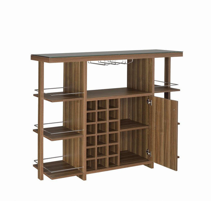 Evelio Bar Unit with Wine Bottle Storage Walnut - Orbit Furniture (Richmond,BC)