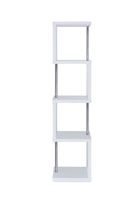 Baxter 4-shelf Bookcase White and Chrome - Orbit Furniture (Richmond,BC)