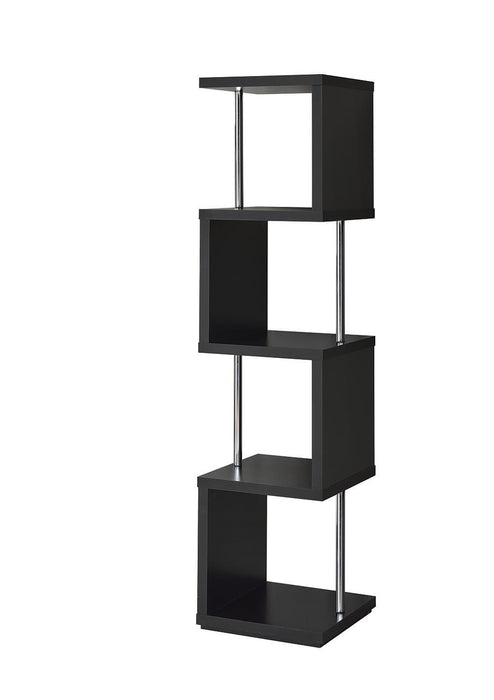 Baxter 4-shelf Bookcase Black and Chrome - Orbit Furniture (Richmond,BC)