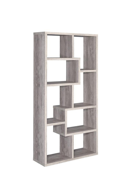 Theo 10-shelf Bookcase Grey Driftwood - Orbit Furniture (Richmond,BC)