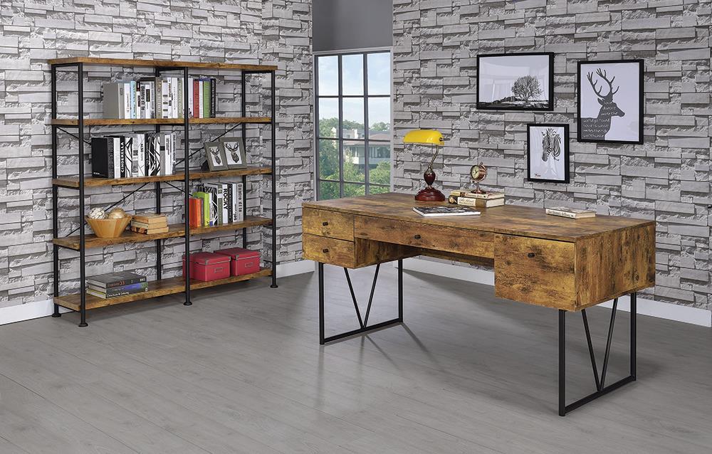 Analiese 4-shelf Open Bookcase Antique Nutmeg - Orbit Furniture (Richmond,BC)