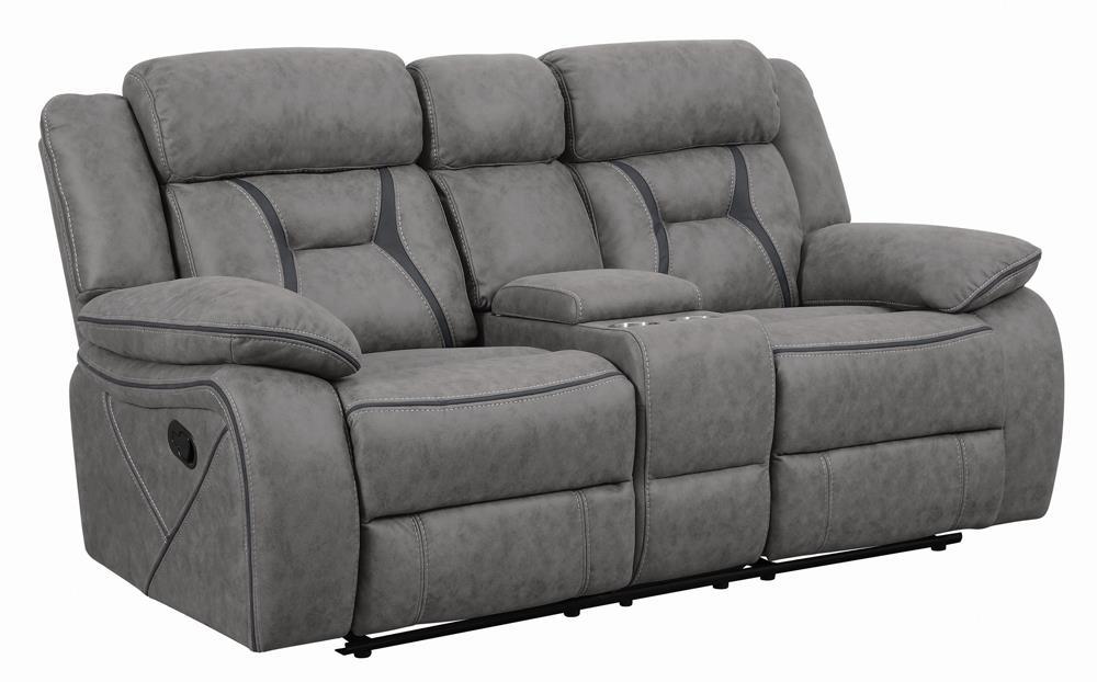Higgins Pillow Top Arm Motion Loveseat with Console Grey - Orbit Furniture (Richmond,BC)