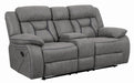 Higgins Pillow Top Arm Motion Loveseat with Console Grey - Orbit Furniture (Richmond,BC)