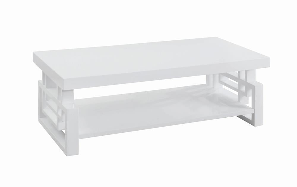 Schmitt Rectangular Coffee Table High Glossy White - Orbit Furniture (Richmond,BC)