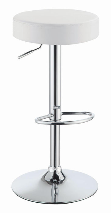 Ramses Adjustable Backless Bar Stool Chrome and White - Orbit Furniture (Richmond,BC)