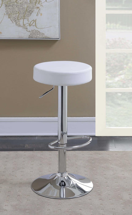 Ramses Adjustable Backless Bar Stool Chrome and White - Orbit Furniture (Richmond,BC)