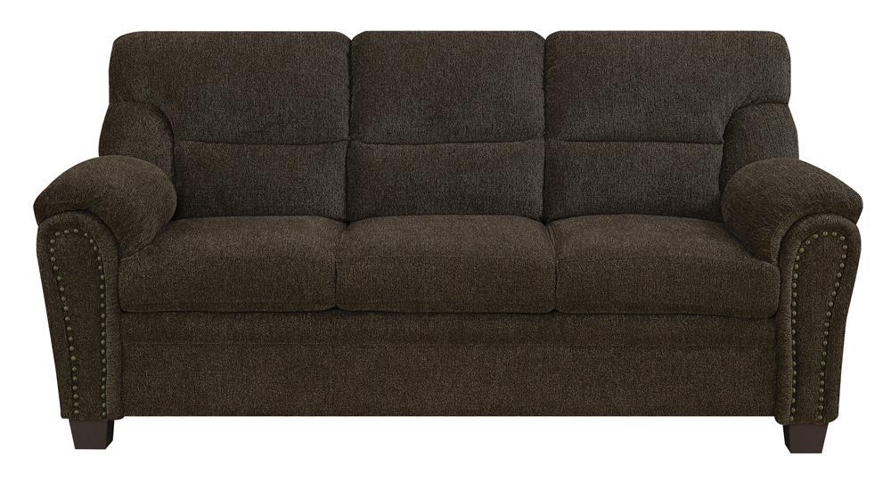 Clementine Upholstered Sofa with Nailhead Trim Brown - Orbit Furniture (Richmond,BC)