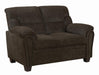 Clementine Upholstered Loveseat with Nailhead Trim Brown - Orbit Furniture (Richmond,BC)
