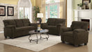 Clementine Upholstered Loveseat with Nailhead Trim Brown - Orbit Furniture (Richmond,BC)
