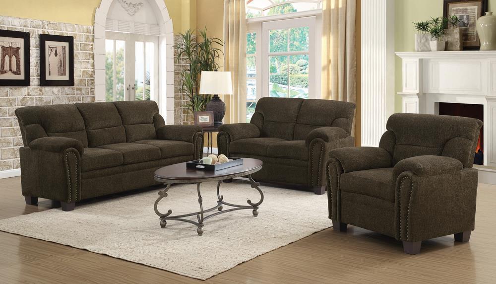 Clementine Upholstered Chair with Nailhead Trim Brown - Orbit Furniture (Richmond,BC)