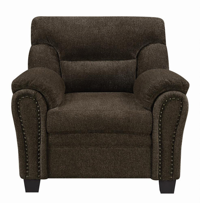 Clementine Upholstered Chair with Nailhead Trim Brown - Orbit Furniture (Richmond,BC)
