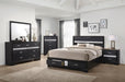 Miranda California King. E.King, & Queen 2-drawer Storage Bed Black & White - Orbit Furniture (Richmond,BC)