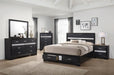 Miranda California King. E.King, & Queen 2-drawer Storage Bed Black & White - Orbit Furniture (Richmond,BC)