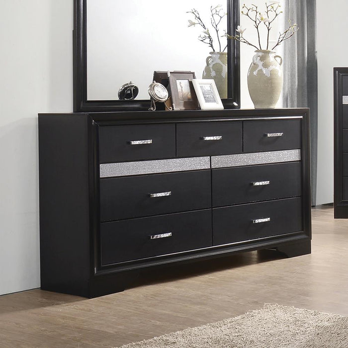 Miranda 7-drawer Dresser Black and Rhinestone - Orbit Furniture (Richmond,BC)