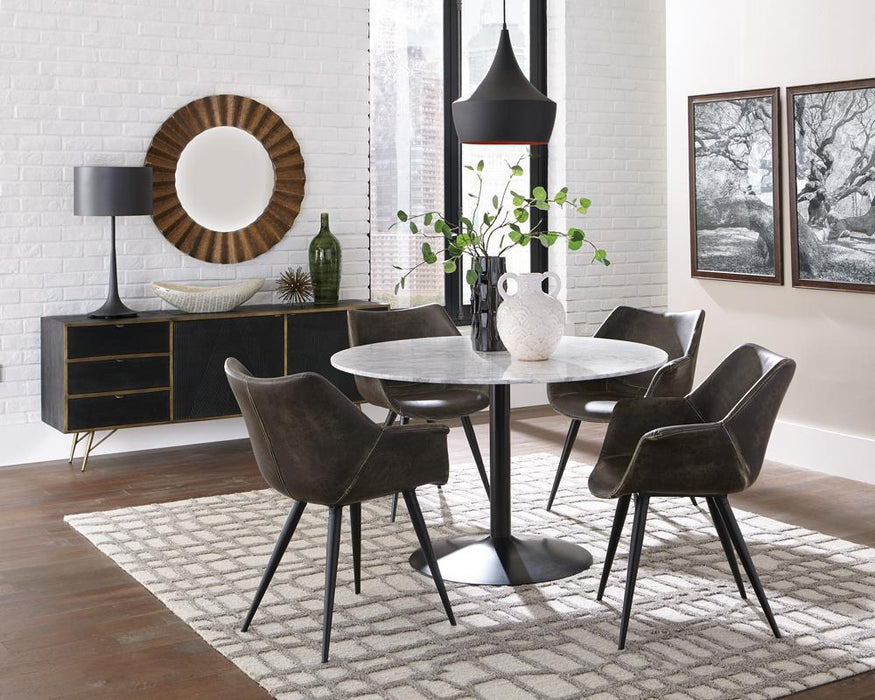 Bartole Round Dining Table White and Matte Black - Orbit Furniture (Richmond,BC)