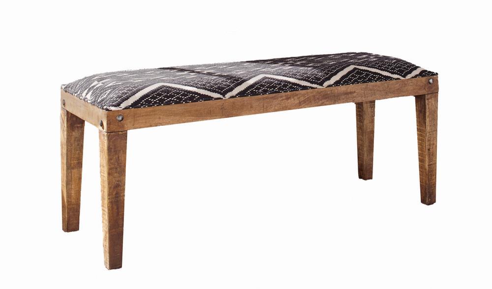 Lamont Rectangular Upholstered Bench Natural and Navy - Orbit Furniture (Richmond,BC)