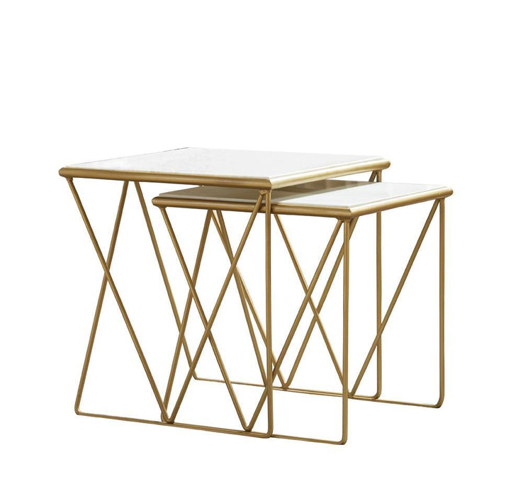 Bette 2-piece Nesting Table Set White and Gold - Orbit Furniture (Richmond,BC)