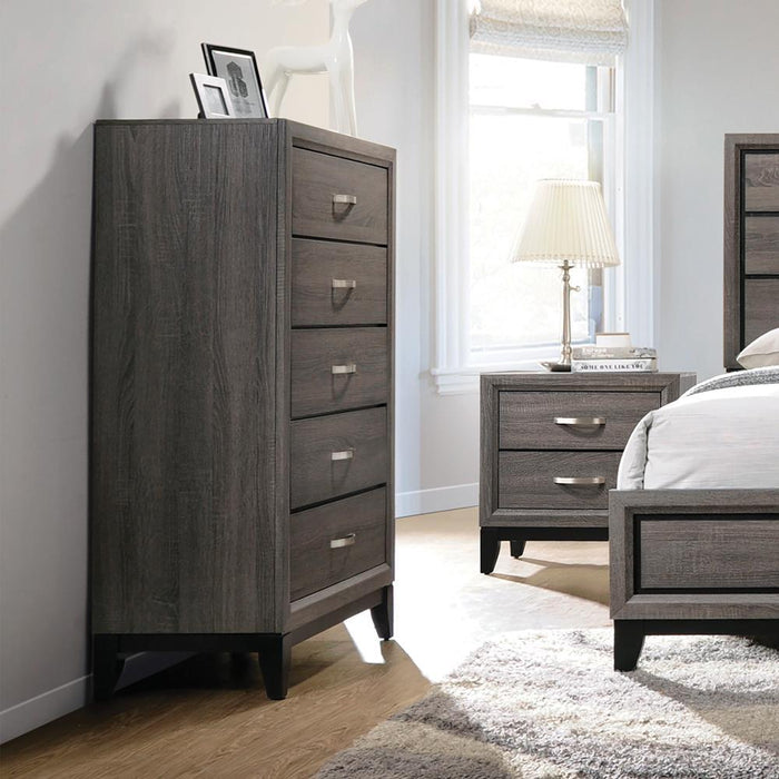 Watson 5-drawer Chest Grey Oak and Black - Orbit Furniture (Richmond,BC)