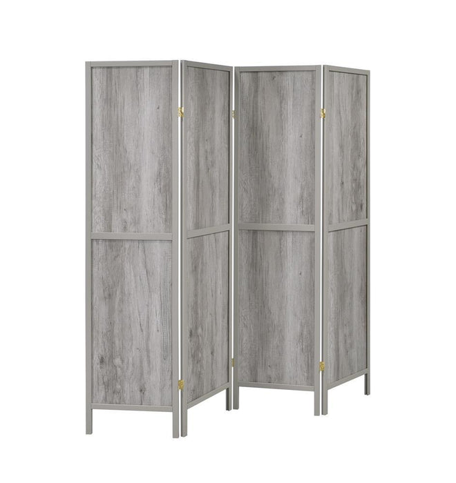 Deepika 4-panel Folding Screen Grey Driftwood - Orbit Furniture (Richmond,BC)