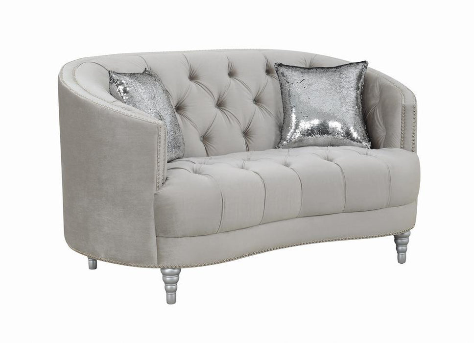 Avonlea Sloped Arm Tufted Loveseat Grey - Orbit Furniture (Richmond,BC)