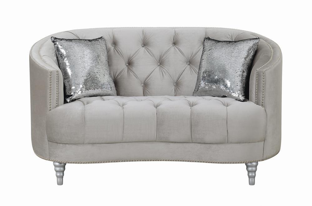 Avonlea Sloped Arm Tufted Loveseat Grey - Orbit Furniture (Richmond,BC)