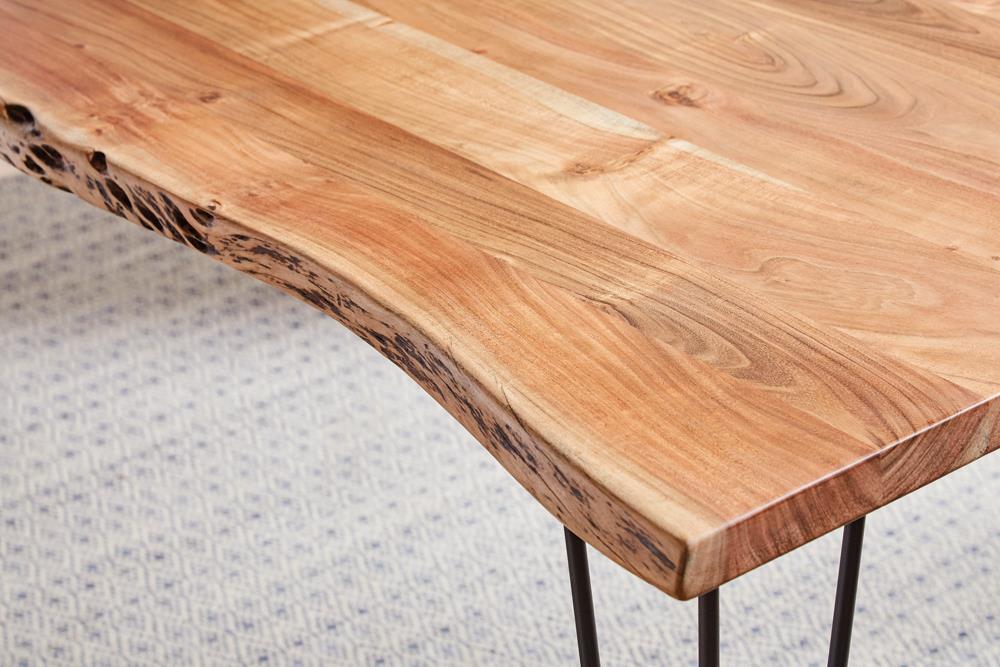 Sherman Rectangular Dining Table Natural Acacia and Matte Black - Orbit Furniture (Richmond,BC)
