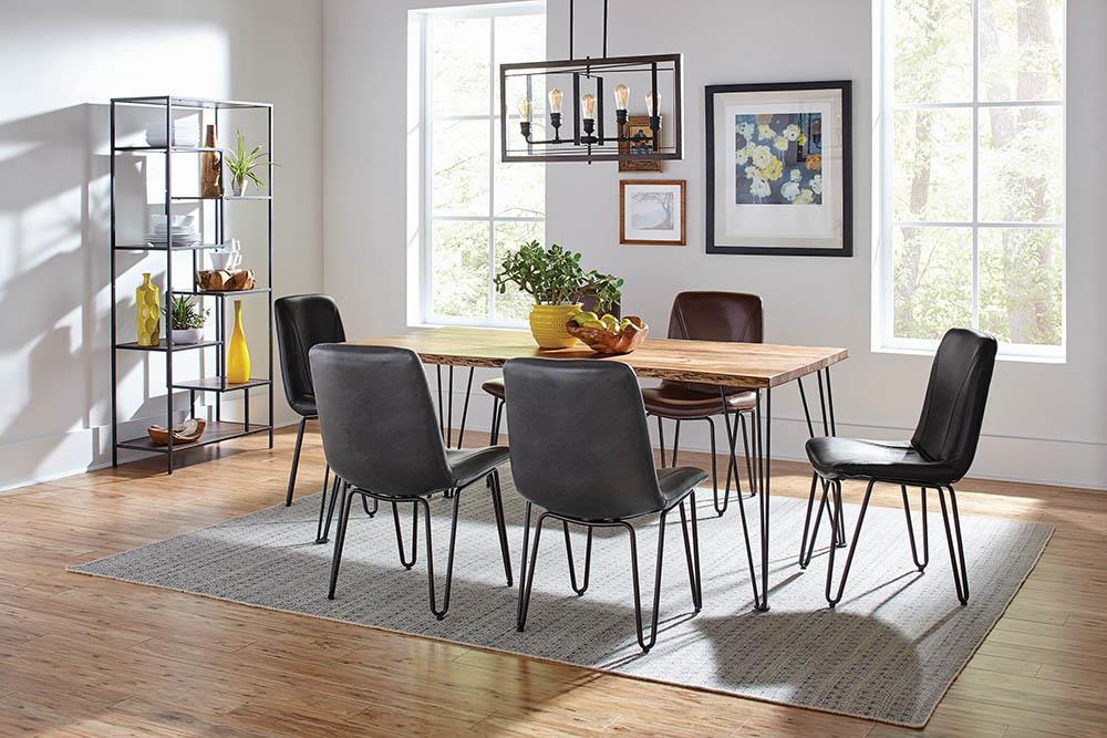 Sherman Rectangular Dining Table Natural Acacia and Matte Black - Orbit Furniture (Richmond,BC)