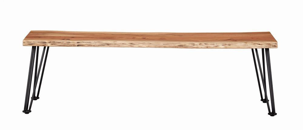 Sherman Bench Natural Acacia and Matte Black - Orbit Furniture (Richmond,BC)