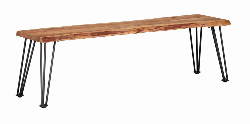 Sherman Bench Natural Acacia and Matte Black - Orbit Furniture (Richmond,BC)