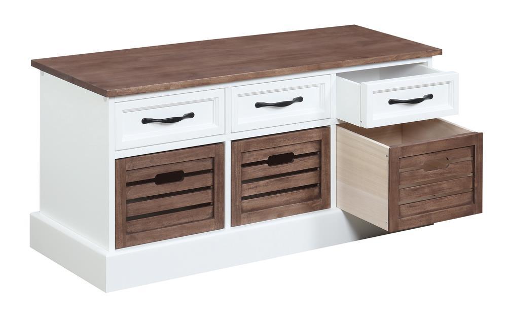 Alma 3-drawer Storage Bench Weathered Brown and White - Orbit Furniture (Richmond,BC)