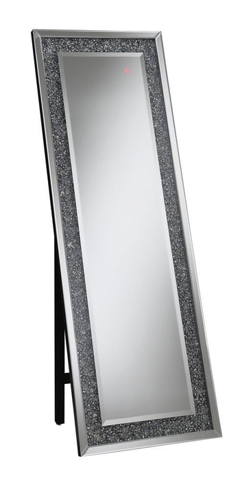 Carisi Rectangular Standing Mirror with LED Lighting Silver - Orbit Furniture (Richmond,BC)