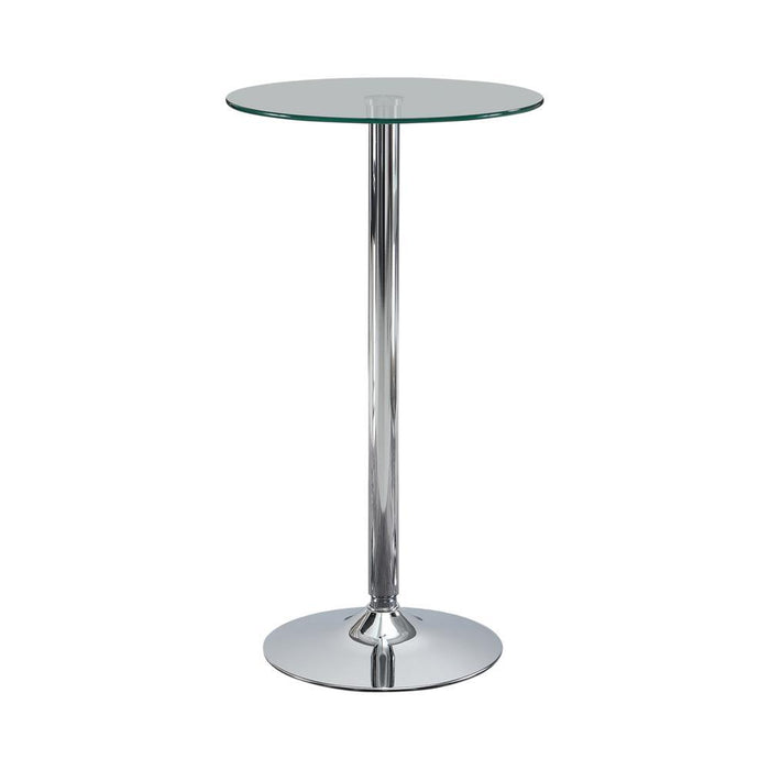 Abiline Glass Top Round Bar Table Chrome - Orbit Furniture (Richmond,BC)