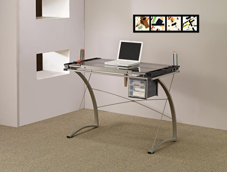 Melo 3-Drawer Drafting Desk Champagne - Orbit Furniture (Richmond,BC)
