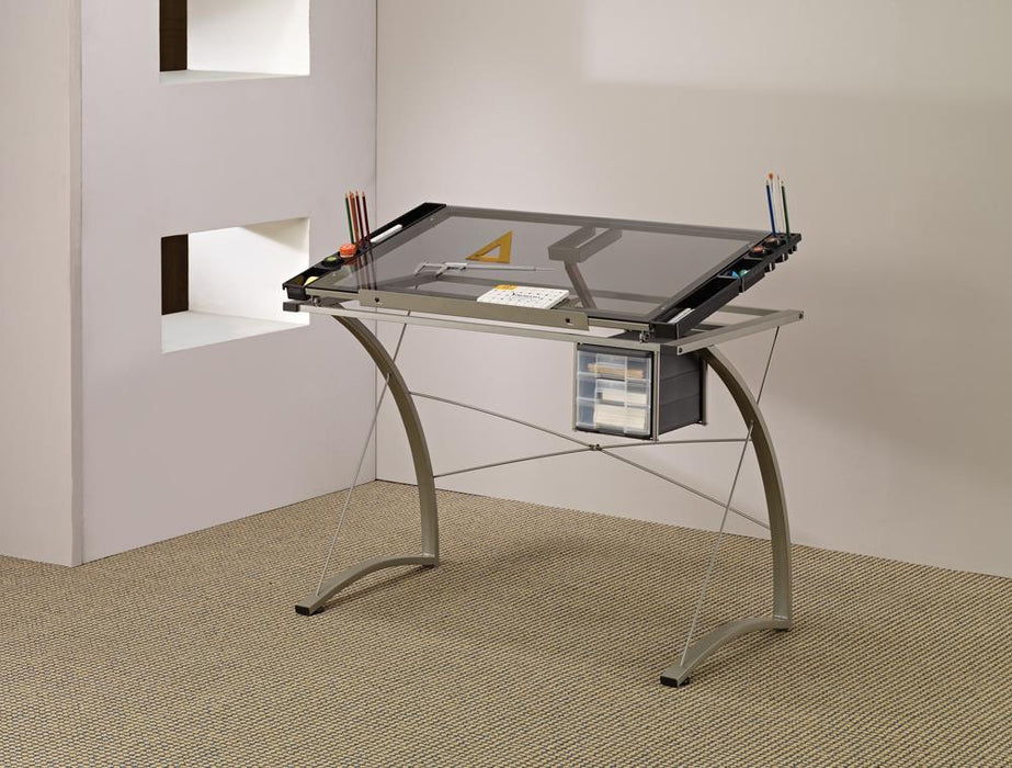 Melo 3-Drawer Drafting Desk Champagne - Orbit Furniture (Richmond,BC)