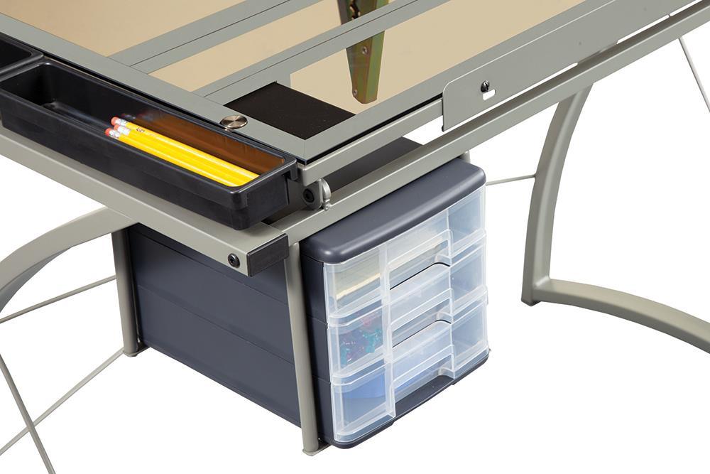 Melo 3-Drawer Drafting Desk Champagne - Orbit Furniture (Richmond,BC)