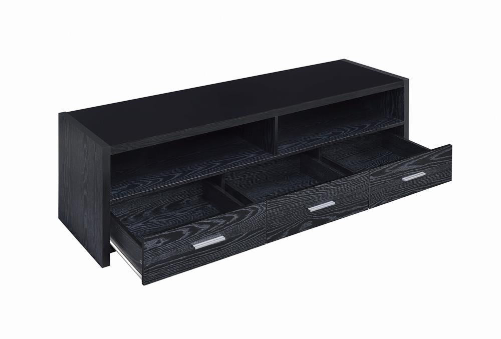 Alton 62" 3-drawer TV Console Black Oak - Orbit Furniture (Richmond,BC)