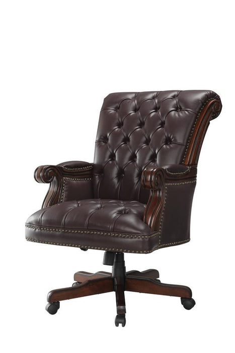 Calloway Tufted Adjustable Height Office Chair Dark Brown - Orbit Furniture (Richmond,BC)