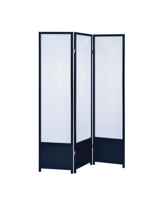 Calix 3-panel Folding Floor Screen Translucent and Black - Orbit Furniture (Richmond,BC)